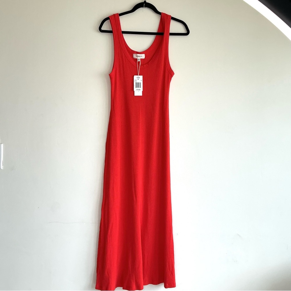 NEW AnthropologieL*SPACE Ribbed Tank Dress Red Maxi Bodycon Strechy Summer sz 10 - Picture 6 of 6